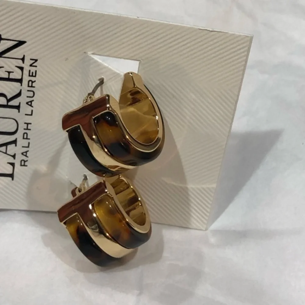 Lauren Ralph Lauren‎ tortoiseshell half moon cuff earrings brand new
